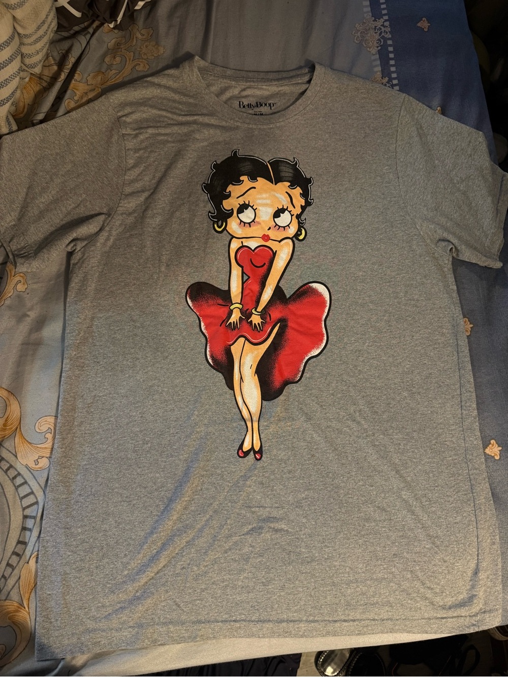 Betty Boop Gray Tee with Red Dress Graphic